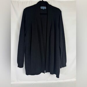Karen Scott Black Open Front Cardigan - 2X